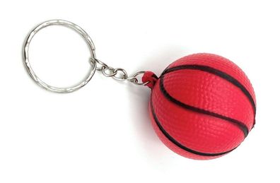 Basketball 3D Rot Schlüsselanhänger aus Metall Glücksbringer silber