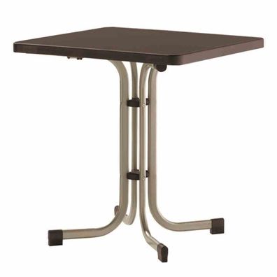 Boulevard-Klapptisch, 70x70 cm, champagner/ mocca Stahrohrgestell, Mecalit-Pro-Platte