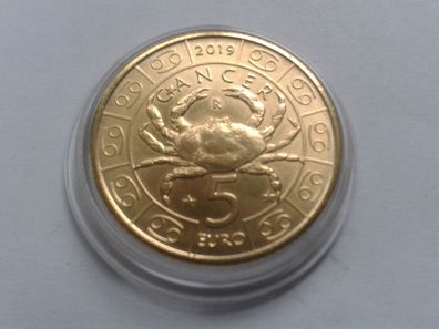 5 euro 2019 San Marino Krebs Bimetall Bronze Tierkreiszeichen Sternzeichen Krebs