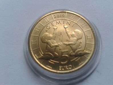 5 euro 2019 San Marino Zwillinge Bimetall Bronze Sternzeichen Zwillinge