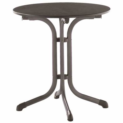 Klapptisch vivodur, Ø 68 cm, eisengrau Tischplatte Schieferoptik anthrazit