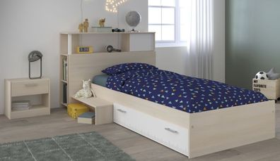 Kinderzimmer Möbel Set mit Bett 90x200 Regal und Nachttisch Parisot Charly