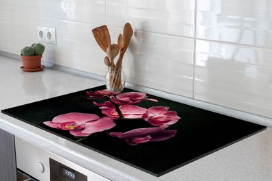 Herdabdeckplatte 80x52 cm Planten - Orchidee - Bloemen - Roze
