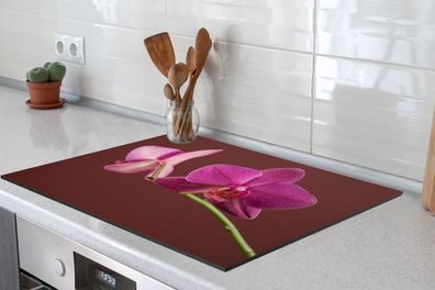 Herdabdeckplatte 70x52 cm Bloemen - Orchideeën - Roze