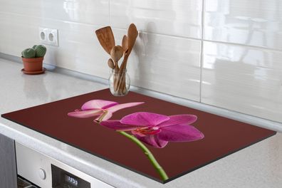 Herdabdeckplatte 80x52 cm Bloemen - Orchideeën - Roze