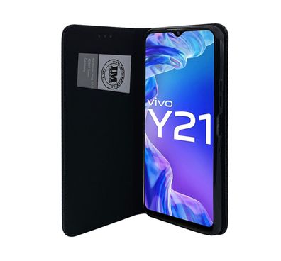 Buch-Tasche Hülle Smart Magnet für Vivo Y21 schwarz