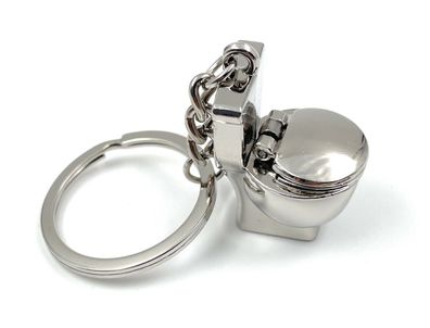 Klo Toilette Schlüsselanhänger Keychain Silber Metall