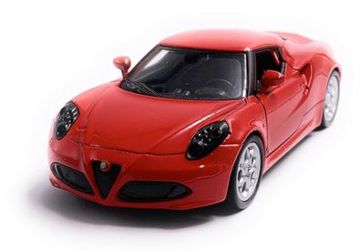 Alfa Romeo 4c Sportwagen Modellauto Auto in Rot Maßstab 1:34 (lizensiert)