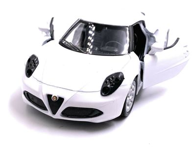 Alfa Romeo 4c Sportwagen Modellauto Auto in Weiß Maßstab 1:34 (lizensiert)