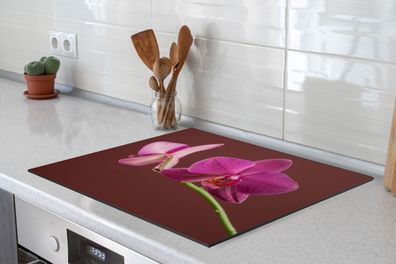 Herdabdeckplatte 75x52 cm Bloemen - Orchideeën - Roze