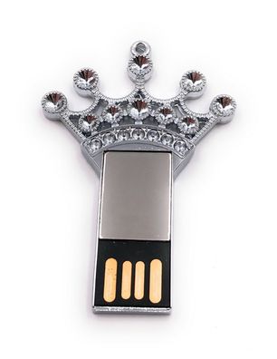 Krone König Königin silber Glitzer Strass Funny USB Stick div Kapazitäten