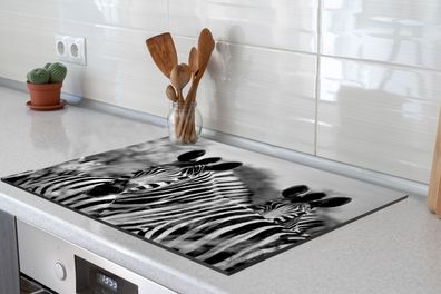 Herdabdeckplatte 70x52 cm Zebra - Zwart - Wit - Dieren