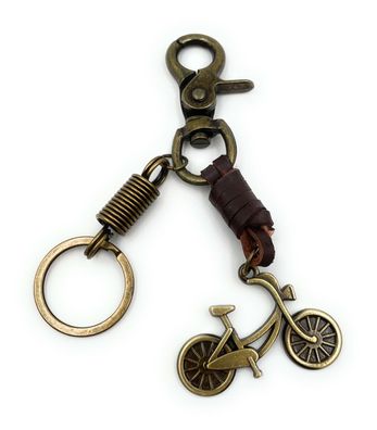Schlüsselanhänger Fahrrad Drahtesel bronze Leder Anhänger Keychain