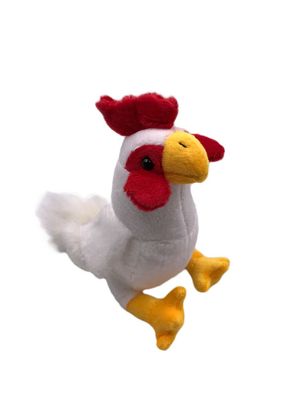 Plüschtier Kuscheltier Stoff Tier Hahn Huhn weiß sitzend 20 cm (Gr. 20)