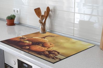Herdabdeckplatte 70x52 cm Pompoen - Herfst - Dennenappel - Fruit - Appel