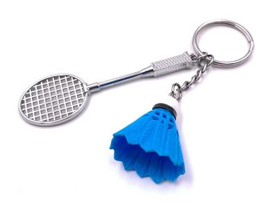 Schlüsselanhänger Badminton Federball Schläger Silber Anhänger Keychain