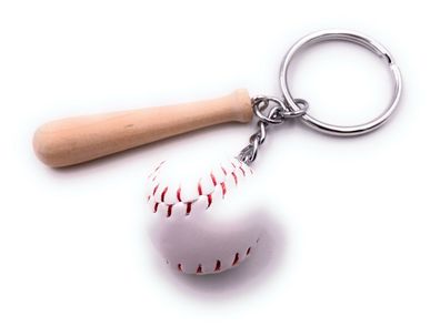 Schlüsselanhänger Baseball Ball Schläger Handschuh Silber Anhänger Keychain
