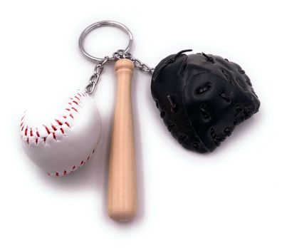 Schlüsselanhänger Baseball Ball Schläger Handschuh Schwarz Anhänger Keychain