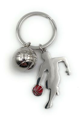 Schlüsselanhänger Basketball Spieler Ball Silber Anhänger Keychain
