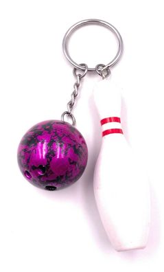 Schlüsselanhänger Bowling Pin Kugel Set Blau Grün Pink Anhänger Keychain