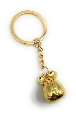 Schlüsselanhänger Dicke Maus niedlich Gold Anhänger Keychain