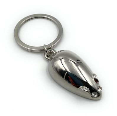 Schlüsselanhänger Maus mit Steinen Augen Strass Silber Anhänger Keychain