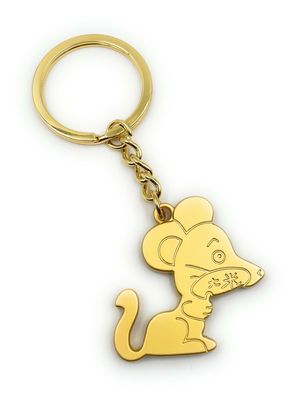 Schlüsselanhänger Maus mit Zeichen Chinesisch Gold Anhänger Keychain