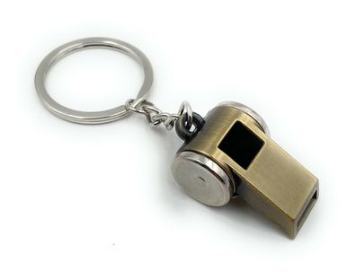 Schlüsselanhänger Trillerpfeife Pfeife Sport Silber Anhänger Keychain