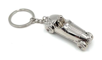 Schlüsselanhänger Rennwagen Auto Rennfahrer Silber Anhänger Keychain