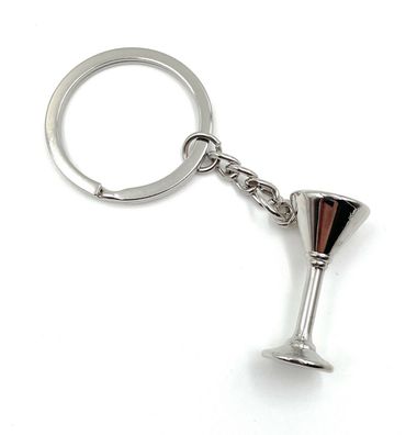 Schlüsselanhänger Sektglas Martini Glas Silber Anhänger Keychain
