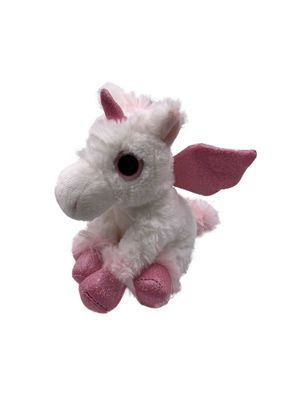 Plüschtier Stofftier Kuscheltier Fabelwesen Pferd Einhorn weiß/ rosa H 20 cm Weiß