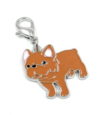Bulldogge Orange Hund Schlüsselanhänger Metall Glücksbringer Anhänger Geschenk