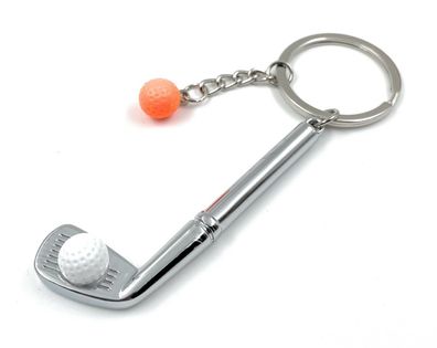 Golfschlaeger Sport orange Schlüsselanhänger Metall Glücksbringer Anhänger