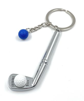 Golf Schlaeger Blau Schlüsselanhänger Metall Glücksbringer Anhänger Geschenk