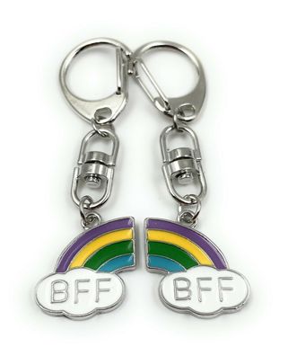BFF Freundschaft Regenbogen Schlüsselanhänger Metall Glücksbringer Anhänger