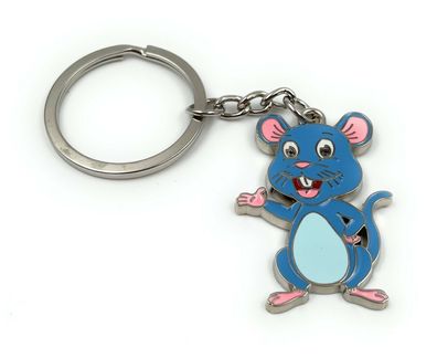 Ratte Maus Fröhlich Schlüsselanhänger Metall Glücksbringer Anhänger