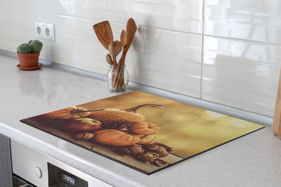 Herdabdeckplatte 60x52 cm Pompoen - Herfst - Dennenappel - Fruit - Appel