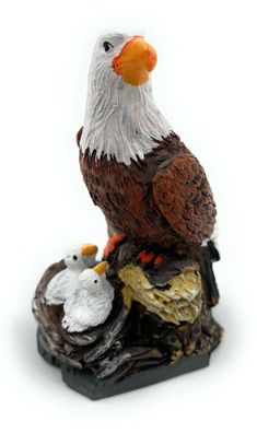 Polyresin Figur Adler mit Baby Weißkopfseeadler Tier Dekofigur aus Polyresin