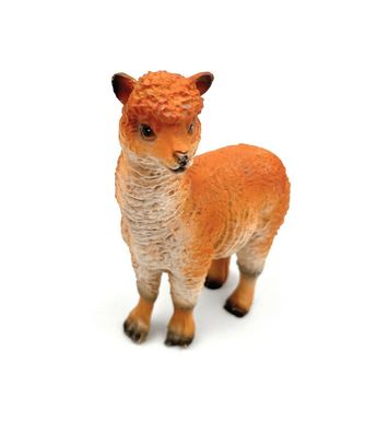 Polyresin Figur Alpaka Pako Paarhufer Tier Dekofigur aus Polyresin Orange 7,5 cm