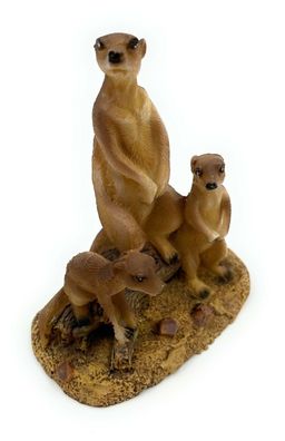 Polyresin Figur drei Erdmännchen Erdmännchen Scharrtier Tier Dekofigur (Gr. 8 cm)
