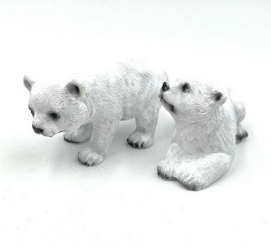 Polyresin Figur Eisbär zweifach Polarbär Bär Tier Dekofigur aus Polyresin Weiß