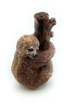 Polyresin Figur Faultier Chillen Folivora Tier Dekofigur aus Polyresin Braun