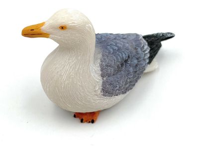 Polyresin Figur Möwe Silbermöwe Meer Vogel Tier Dekofigur aus Polyresin Weiß
