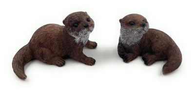 Polyresin Figur Otter zweifach Wassermarder Marder Raubtier Tier Dekofigur