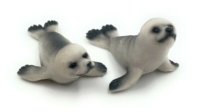 Polyresin Figur Seehund zweifach Raubtier Robbe Hundsrobbe Tier Dekofigur