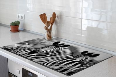 Herdabdeckplatte 90x52 cm Zebra - Zwart - Wit - Dieren