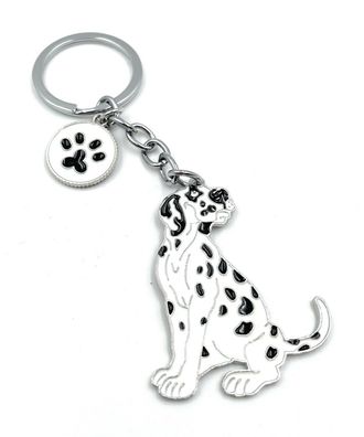 Hund Dalmatiner gefleckt Schlüsselanhänger aus Metall Glücksbringer silber