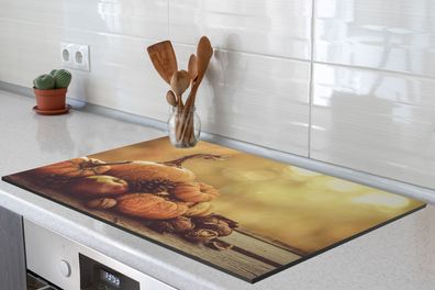 Herdabdeckplatte 80x52 cm Pompoen - Herfst - Dennenappel - Fruit - Appel