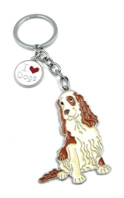 Cocker Spaniel Hund Schlüsselanhänger aus Metall Glücksbringer mehrfarbig