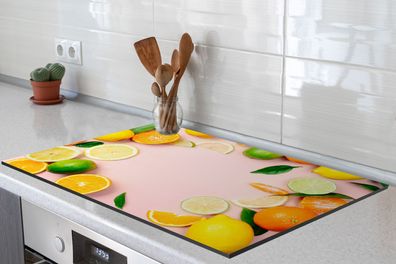 Herdabdeckplatte 80x52 cm Fruit - Citrus - Pastel